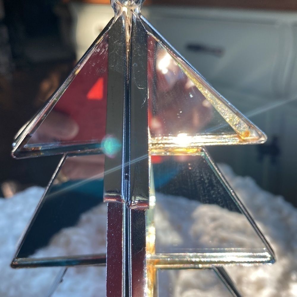 VINTAGE~MIRROR & CHROME~CHRISTMAS TREE~CHROME BALL FEET~NICE~GOOD CONDITION~G2C - Picture 9 of 9